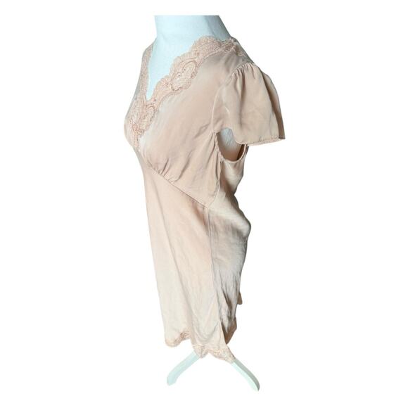 Ep Yaying Silk Garden Party Mini Cocktail Dress Lace Scalloped Hem M Pink - Picture 3 of 10